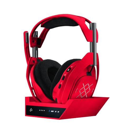 Logitech G Astro A50 X kabelloses Gaming-Headset + Basisstation | PLAYSYNC Video & Audio-Umschalter, HDMI 2.1 4K 120 Hz, 24 Std. Akkulaufzeit, 2,4 GHz & Bluetooth, für PC, PS5, Xbox –Rot