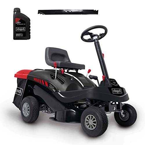 Scheppach Benzin Rasentraktor Aufsitzmäher MR196-61 | 6,5PS | Schnittbreite 61cm | 5-Fach Höhenverstellung | E-Start | 150 L Fangsack | 4X Vorwärts / 1xRückwärtsgang | inkl. Motoröl & Ersatzmesser