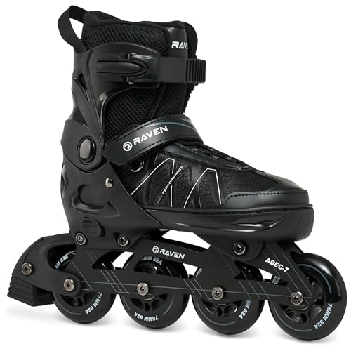RAVEN Expert Inline Skates Inliner für Kinder und Erwachsene verstellbar (Black, 40-43 (25,5-28cm))