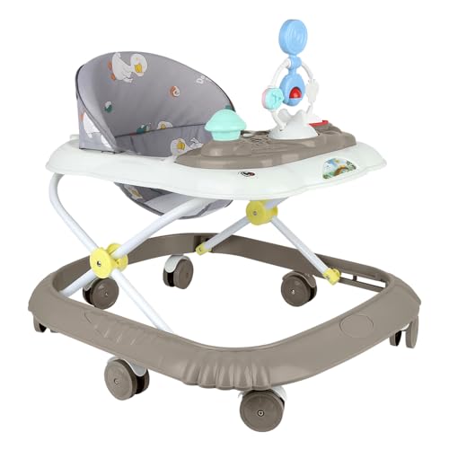 Lauflernhilfe für Babys, 4-in-1, grau, mit Schieberfunktion, höhenverstellbar und leicht faltbar, mit interaktiver Multiaktivitätsplatte mit abnehmbarer Musik, -67 x 72 x 92 cm, khaki(B)