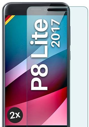 moex Schutzfolie für Huawei P8 Lite 2017 Glas 9H Härte, gehärtetes Schutzglas, Panzer Schutz Glas Displayschutz Folie, kompatibel mit jeder Handy Hülle, ShockProtect 2 Stück