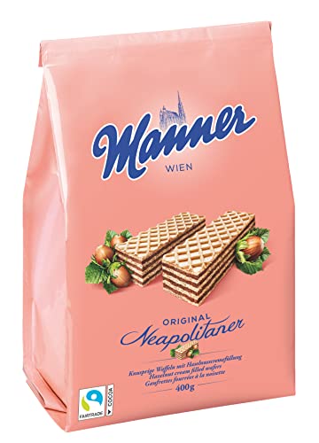 Manner Neapolitaner | vegane knusprige Waffeln mit Haselnusscreme | 1er Pack (400 g)