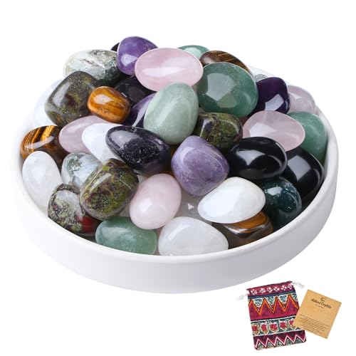 GUJOXILA Edelsteine für Kinder 400g Trommelsteinen Kristalle Glückssteine für Kinder Mitgebsel Gastgeschenk Kindergeburtstag Schatzsuche 1.5–2.5 cm Unregelmäßige Edelstein
