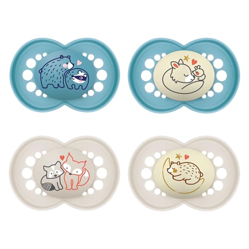 MAM Original Day & Night Matt Schnuller | 6-16 Monate | Schnuller-Set | 94% Akzeptanz | beugt Zahnfehlstellungen vor | mit Zahnmedizinern entwickelt | SkinSoft Silikon | Bär/Fuchs | 4 Stück