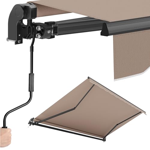 SONGMICS Gelenkarmmarkise, Markise mit Handkurbel, Balkon Sonnenschutz, UPF 50+, Aluminiumlegierung, verstellbar, 300 x 250 cm, gelbbraun GSA306KZ01