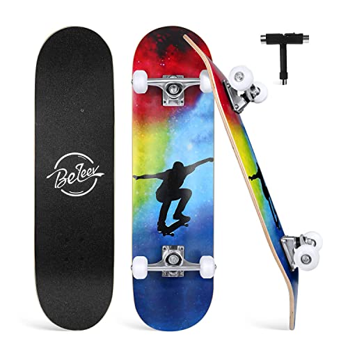 BELEEV Skateboard 31x8 Zoll Komplette Cruiser Skateboard für Kinder