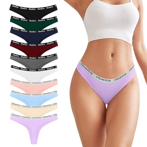 Uizuooy 10er Pack String Tanga Damen Baumwolle Sexy Unterwäsche für Frau Sexy Slip for Women Sportbund Thongs Soft Dessous Thong Mehrpack UN1-M-10