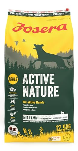 JOSERA Active Nature (1 x 12,5 kg) | Adult | Premium Trockenfutter für ausgewachsene aktive Hunde | Lamm & Reis | Hundefutter | 1er Pack