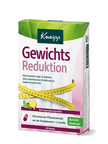 Kneipp Gewichts-Reduktion - Nahrungsergänzung zur Verstärkung des Sättigungsgefühls, passend zu Diäten - natürlicher Pflanzenextrakt aus Konjak-Wurzel & Glucomannan - Abnehmen - 40 Kapseln