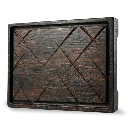 TESLYAR Steak Brett Servierbrett Holz XXL Eichenholz 40x30cm Extragroß - Steak Servierplatte/Steakbrett Schneidebrett aus Massivholz Gross/Holzbrett Küche/Holz Bretter & Küchen Utensilien