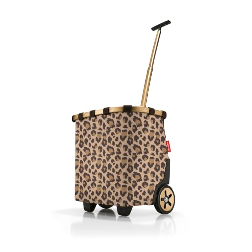 reisenthel carrycruiser Tragbarer Einkaufstrolley mit stabilem Aluminiumrahmen, Schultergurt und herausnehmbarer Netz-Innentasche Aus wasserabweisendem Material, Farbe:Frame Leo Macchiato