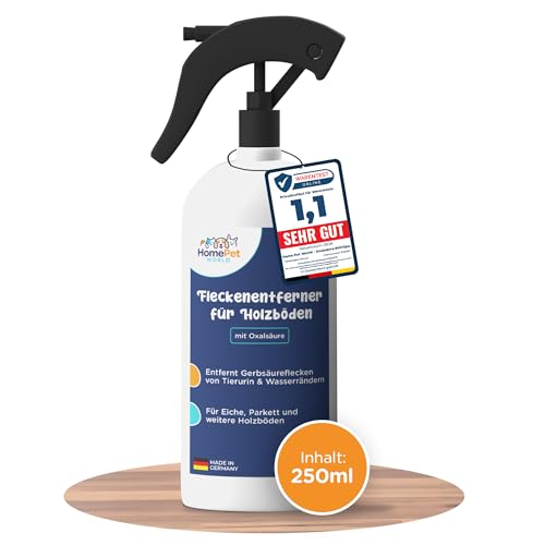 Oxalsäure Reiniger 250ml für Parkett Und Eiche: Oxalsäure Fleckenentferner geeignet für geölte und gewachste Holzböden - Gerbsäureflecken Spray auch nutzbar gegen Urinflecken Und Wasserflecken