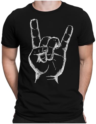 PAPAYANA Herren T-Shirt - Heavy Metal Hand Motiv - Funshirt Regular Fit - Rock Musik Punk - Schwarz - XL