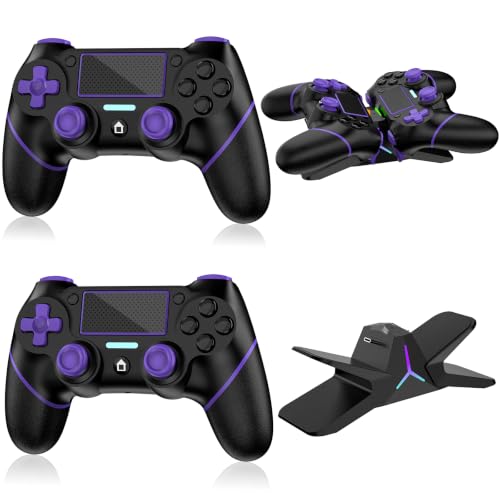 Reddening für PS4 Controller 2 Stück mit Ladestation,Controller PS4 für PS4/Pro/Slim/PC,Gamepad Joystick mit Turbo/Zurück Taste/Dual Vibration/6-Achsen Gyro Sensor/Touchpanel
