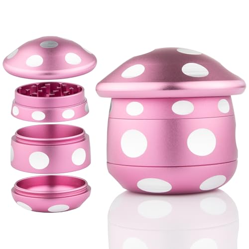 Viberium Metall Grinder Groß 45 mm - Crusher, Kräutermühle, Kräuter Zubehör Geschenk, Grind, Herb Grinder 4 teilig, Cruncher Mühle Aluminium, Grinders Accessories, Grindr Gifts Set, Pink