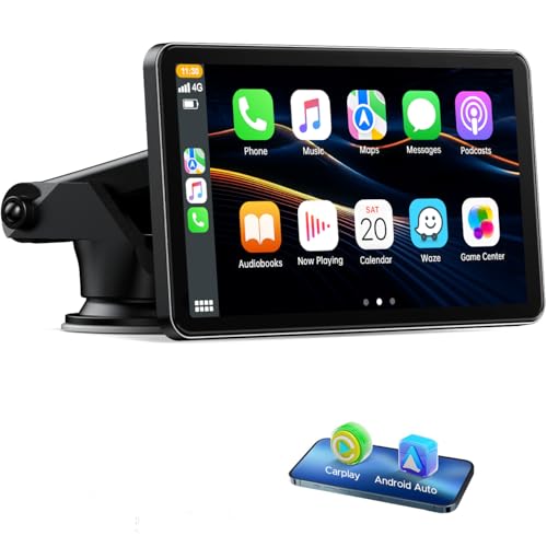 Volam Wireless Carplay Android Auto Display mit 7 Zoll Touchscreen,carplay Display mit Mirror Link,Live-Navigation, Play Music,Siri,G00gle Sprachassistent,Bluetooth 5.0, AUX,FM