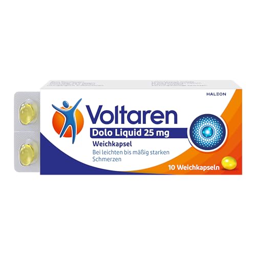 Voltaren Dolo Liquid 25 mg Weichkapseln für Schmerzlinderung mit Diclofenac bei Muskelschmerzen, Gelenkschmerzen, Schmerztabletten , Fieber 20 St.