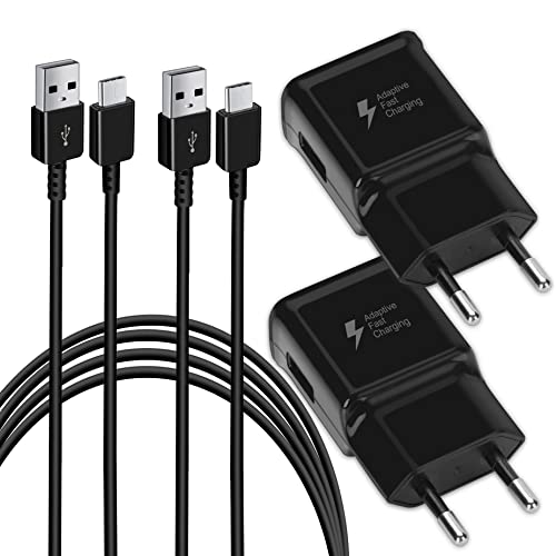 2er Pack Ladegerät mit Schnellladefunktion (USB Typ-C) Schnellladegerät mit Original Ladekabel 1,5m Für Samsung Galaxy S10/S9/S8/S10e/S10+/S8+/S9+/Note 8 9 10/S22/SS21+/S21 Ultra/ S20/Z Flip3
