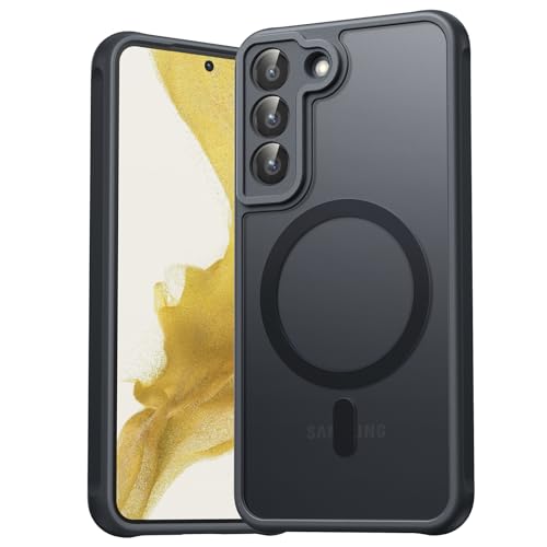 EASDNB für Samsung Galaxy S22 Hülle für Magsafe mit Kameraschutz, Magnetisch Handyhülle für Samsung S22 Hülle, Stoßfeste Kratzfeste Durchscheinende Schutzhülle für Galaxy S22 Case, Schwarz