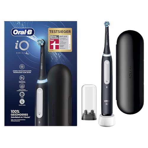 Oral-B iO Series 4 Elektrische Zahnbürste/Electric Toothbrush, 4 Putzmodi für Zahnpflege, Reiseetui, Valentinstagsgeschenk für Ihn/Sie, matt black, TESTSIEGER Stiftung Warentest (12/2023)