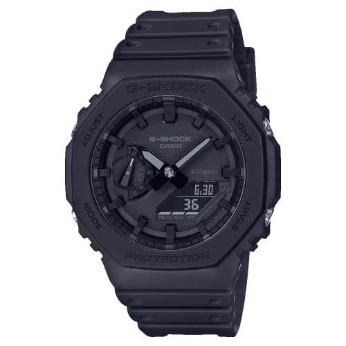 Casio Herren Quartz Armbanduhr, 45.40mm Gehäusegröße mit schwarz analog/digital Zifferblatt und schwarz Plastic/Resin Strap Armband GA-2100-1A1ER
