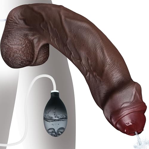 24.5cm Realistischer Dildo xxl mit Spritzfunktion Saugnapf braun Silikon