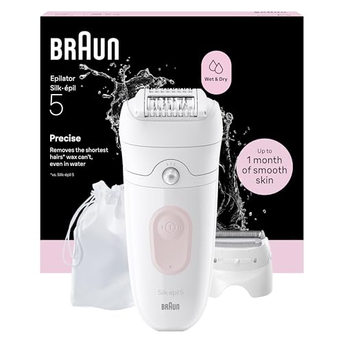 Braun Silk·épil 5 Epilierer Damen, Einfache Haarentfernung, Langanhaltend Glatte Haut, Nass und Trocken, Ladyshaver, Wasserdicht — Inkl. Rasieraufsatz und Trimmeraufsatz — 5-030, Pink