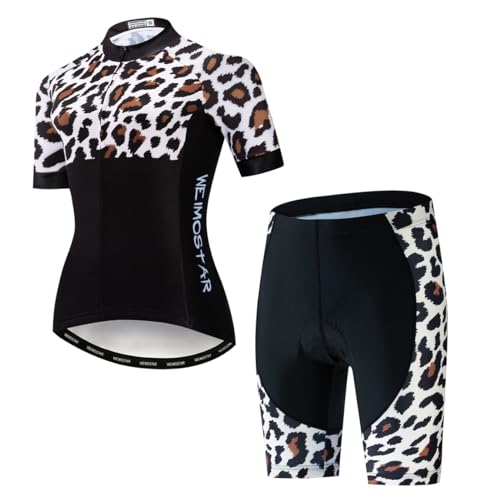 Hotlion Radtrikot Damen Set Kurzarm Fahrradbekleidung Frauen Sommer Fahrradkleidung Fahrradtrikot Rennrad Outfit CF2