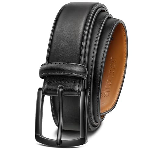 KEMISANT Ledergürtel Herren, Gürtel Herren Leder 35mm für Business und formelle Anlässe,Anzuggürtel Begleiter zu Männer Businessschuhe(Schwarz,115cm/38-40