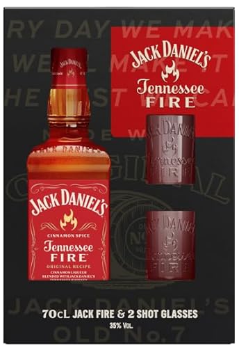 Jack Daniel's Fire Set - Geschenkkarton inkl. 2 Original Gläser | Ideal zum Verschenken (1 x 0,7 Liter)