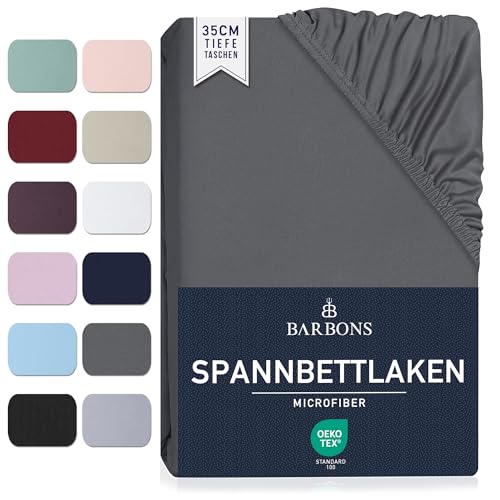Spannbettlaken 180x200cm - 35 cm Tiefe Tasche Spannbetttuch Oeko-TEX Zertifiziert Gebürstete Polyester Mikrofaser Bettlaken Bettbezug für Boxspringbett Dicke Matratzen (180 x 200 cm - Dunkelgrau)