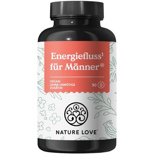 NATURE LOVE® Energiefluss für Männer - 90 Kapseln - Mit Tribulus Terrestris Extrakt, Maca Extrakt, L-Arginin, L-Citrullin, Zink, Folat, Vitamin C, Pflanzenstoffen - Hochdosiert, vegan und laborgeprüft