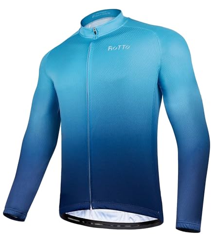 ROTTO Herren Radtrikot Fahrradtrikot Langarm Rennrad Trikot Farbverlauf Reihe