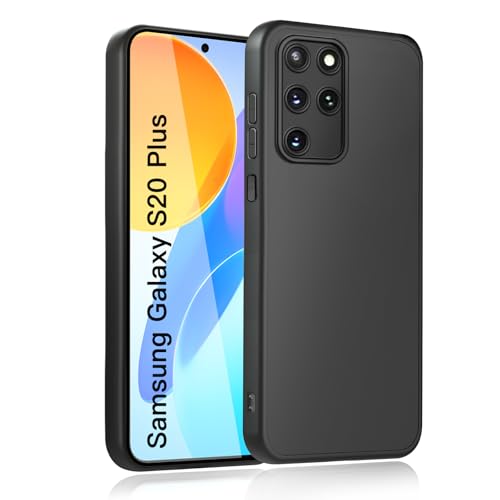 wsiiroon Hülle für Samsung Galaxy S20 Plus Handyhülle, Upgraded Kameraschutz, Stoßfest Kratzfest, Fingerabdruck, Anti-Rutsch Fallschutz Schutzhülle, Unterstützt kabelloses Laden für S20+ (Schwarz)