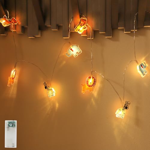 Auting LED Lichterkette Tiere Innen, 2.15M 12LEDS Warmweiß lichterkette Kinderzimmer mit Batteriebetrieb Timer,Lichterkette Kinder für Innen, Hausbett, Party, Baldachin, Geburtstage, Schlafzimmer Deko