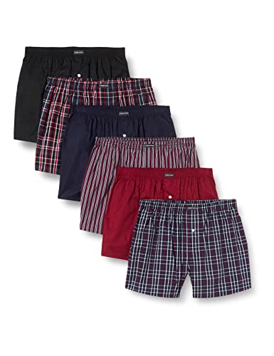Lower East Herren LE150 Boxershorts, Navy/Schwarz/Bordeaux (6er Pack), L