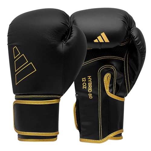 adidas Unisex – Erwachsene Hybrid 80 Boxhandschuhe, Schwarz/Gold, 14 oz EU