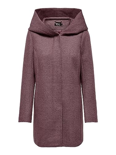 ONLY Damen Mantel Sedona Jacke mit großer Kapuze 15142911 Rose Brown Black/Rose Smoke, Größe S