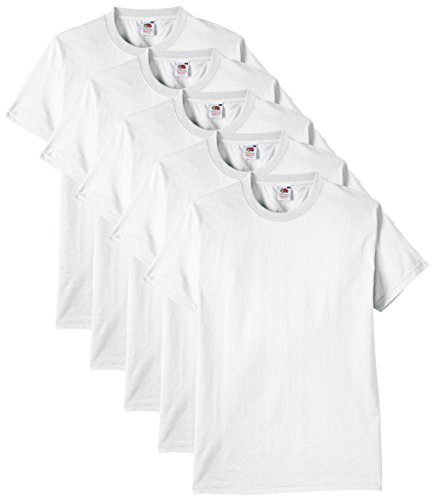 Fruit of the Loom Herren Regular Fit T-Shirt Heavy Cotton Tee Shirt 5 pack, Weiß (White), XXL