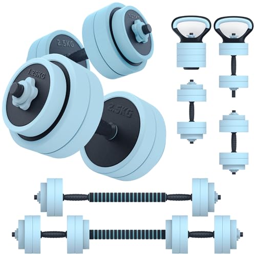 PASYOU Hantelset Verstellbar 20kg 4 in 1 Hanteln Set,Liegestütze & Kettlebell,Dumbbell Set mit Verbindungsrohr, Kurzhantel & Langhantel für Heimfitness