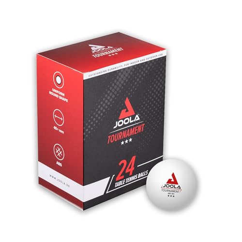 JOOLA Tischtennisbälle Tournament Selektierte 40+mm Durchmesser, 3-Stern Premium Tischtennis Bälle Indoor und Outdoor Kompatibel, Weiß, 24 Stück