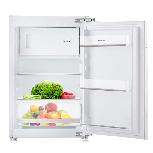 Einbaukühlschrank mit gefrierfach 88cm Einbau kühlschrank 118 L | ( 16L Gefrierfach + 102L Kühlschrank ) | Energieeffizient | Leise | 2 hat,1 schubladen | Einfach zu reinigen | Wechselbaren Türsc