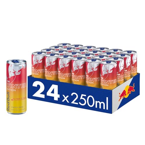 NEU: Red Bull Energy Drink Winter Edition - 24er Palette Dosen - Getränke mit Fuji-Apfel und Ingwer-Geschmack, EINWEG (24 x 250 ml)