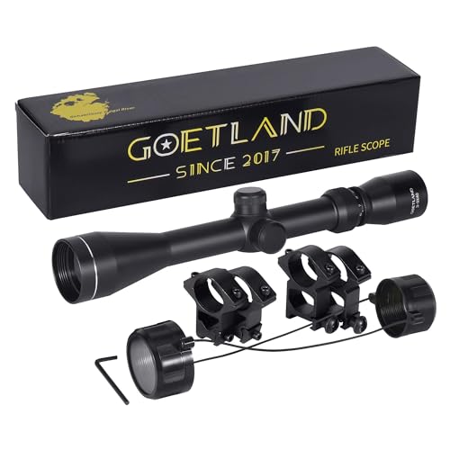 Goetland Gewehr Zielfernrohr 3-9x40 Airsoft Crosshair Optik R4 Absehen mit Montage Ringe SFP für Taktische Jagd Luftgewehr Sportschützen