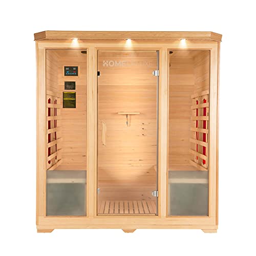 HOME DELUXE – Infrarotkabine BALI XL – 175 x 120 x 190 cm - für 4 Personen, 8 Keramikstrahler, Holz: Hemlocktanne I Infrarotsauna, Sauna, Wärmekabine, Infrarot