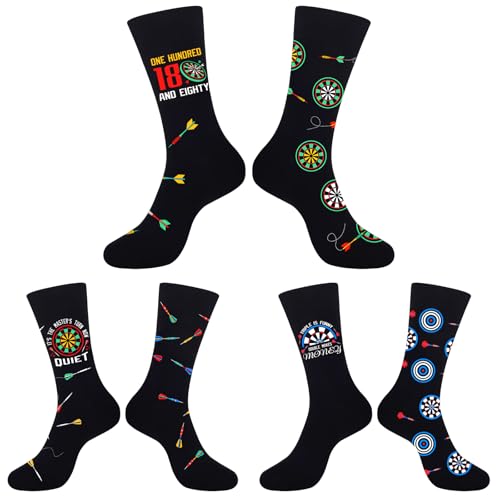 Dart Geschenke für Männer Lustig Dart Socken, Weihnachtsgeschenke für Männer zum Geburtstag Bruder Freund Socken mit Motiv Dartscheibe Dartpfeile, Geburtstagsgeschenk für Dartliebhaber Herrensocken