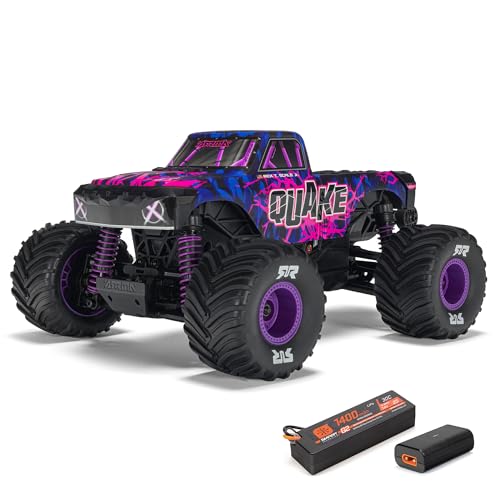 ARRMA 1/16 Quake Grom 4X4 RTR Brushed Monster Truck – Ready-to-Run 4WD RC Monster Truck inklusive 2S LiPo Akku, USB-C Smart-Ladegerät & Spektrum SLT2 Fernsteuerung, Violett