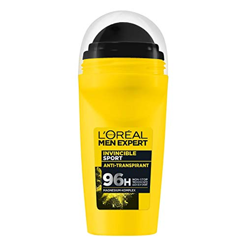 L'Oréal Men Expert Deo für Männer, Effektiver Sport Deoroller ohne Alkohol, Trockenschutz für bis zu 96 Stunden Frische, Invincible Sport, 50 ml