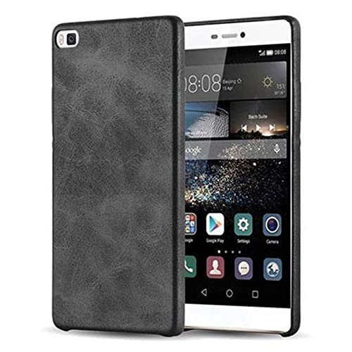 Cadorabo Hülle kompatibel mit Huawei P8 Schutzhülle TPU Silikon Case Kunst Leder Design Anti Rutsch Slim Kratzfest Stabiles Hardcase mit Rundumschutz Case Hülle für Huawei P8 in Schwarz
