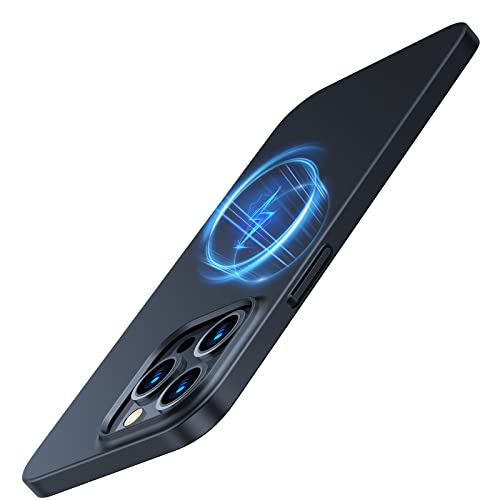 TORRAS Ultra Dünn für iPhone 15 Pro Max Hülle für MagSafe (Nr. 1 Magnetkraft, Nie Staub anhaftend) Velvety Touch Handyhülle Case Stoßfest Kratzfest Wie Original Slim Schwarz
